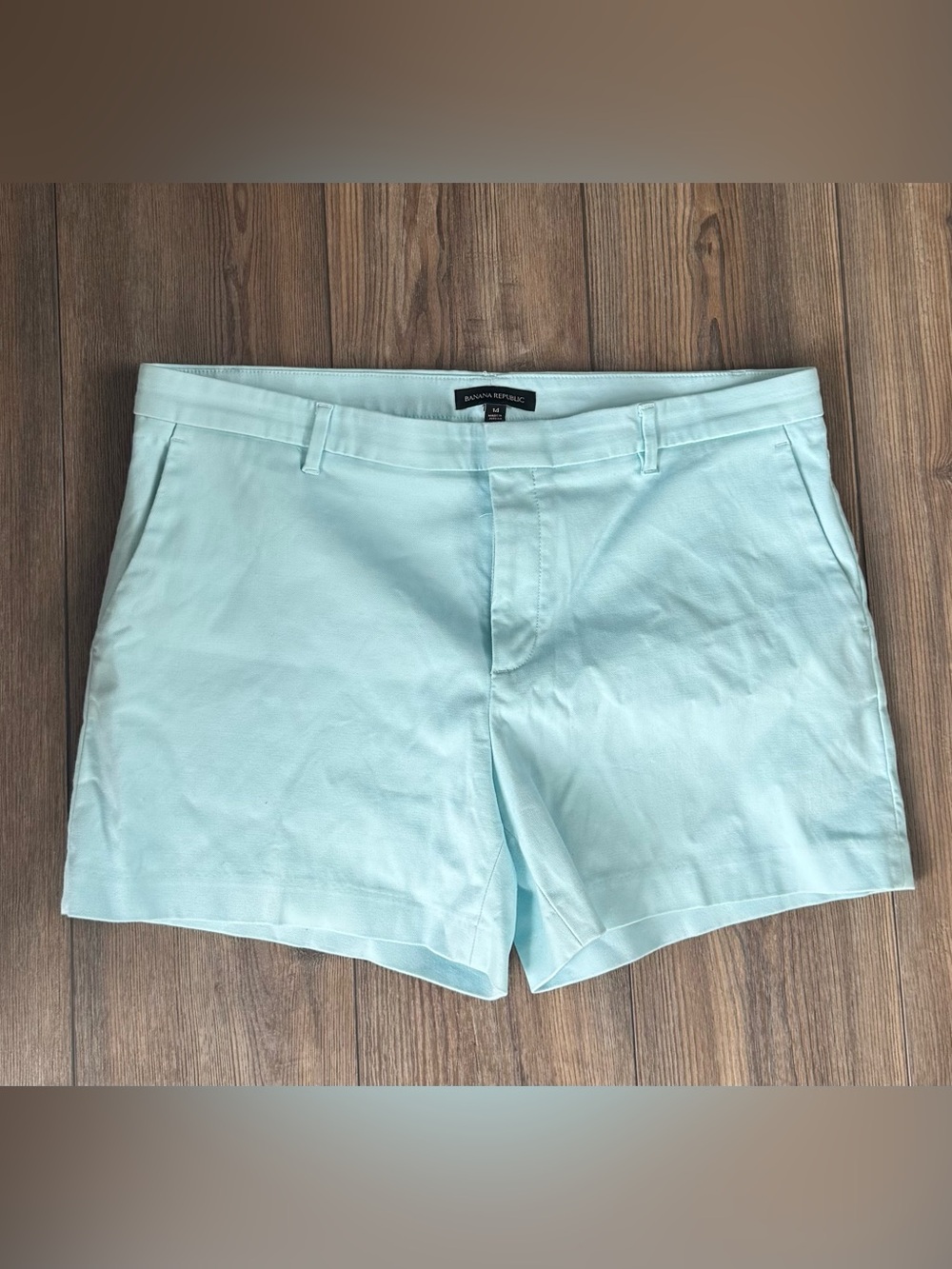 Banana Republic Light Aqua Flat-Front Chino Shorts